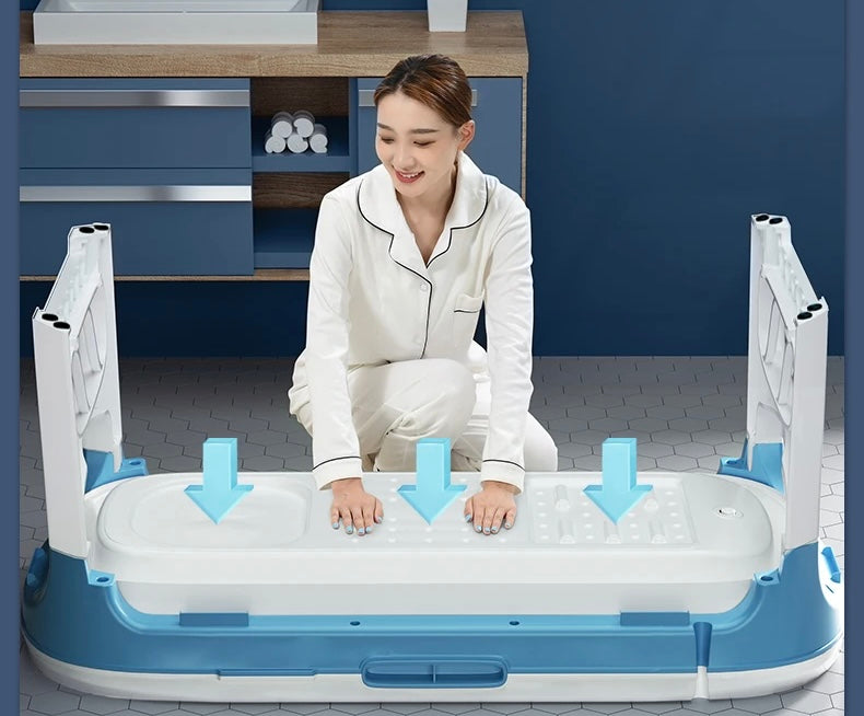 bain portatif bleu pliable premiere etape
