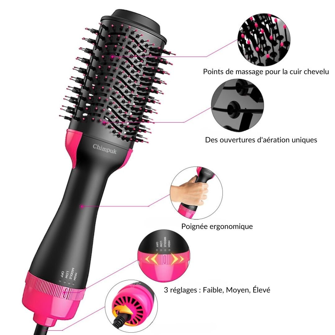 AirGlam ™ - Sèche cheveux Brosse caracteristiques