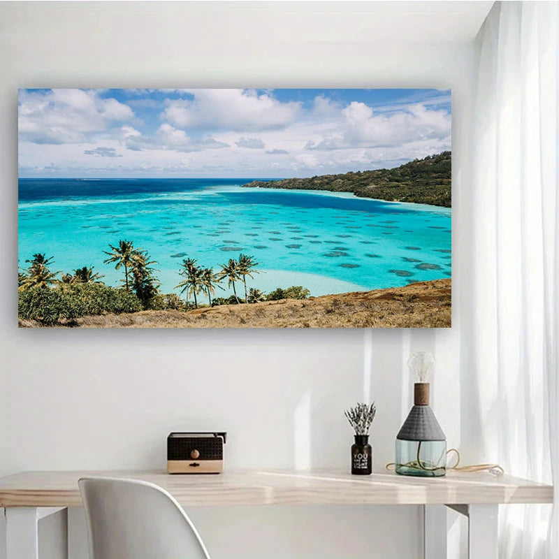 montagne sèche forêt vert plage peinture au dessus bureau