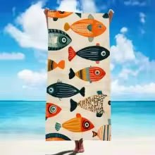 serviette de poissons tenue devant entree eau