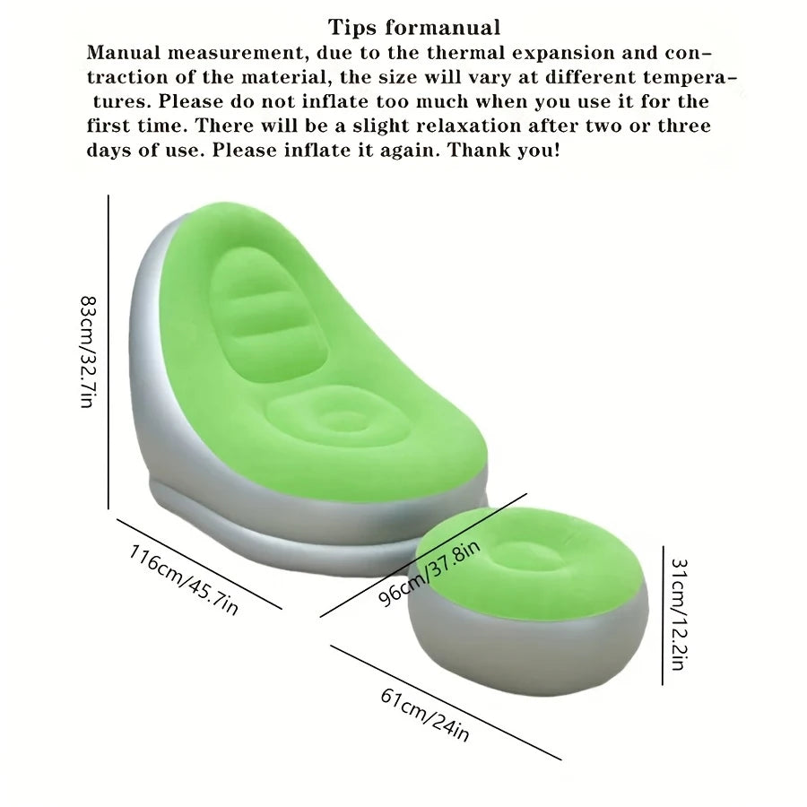sofa gonflable gris et vert dimensions