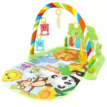 tapis deveil singe panda contour vert pale