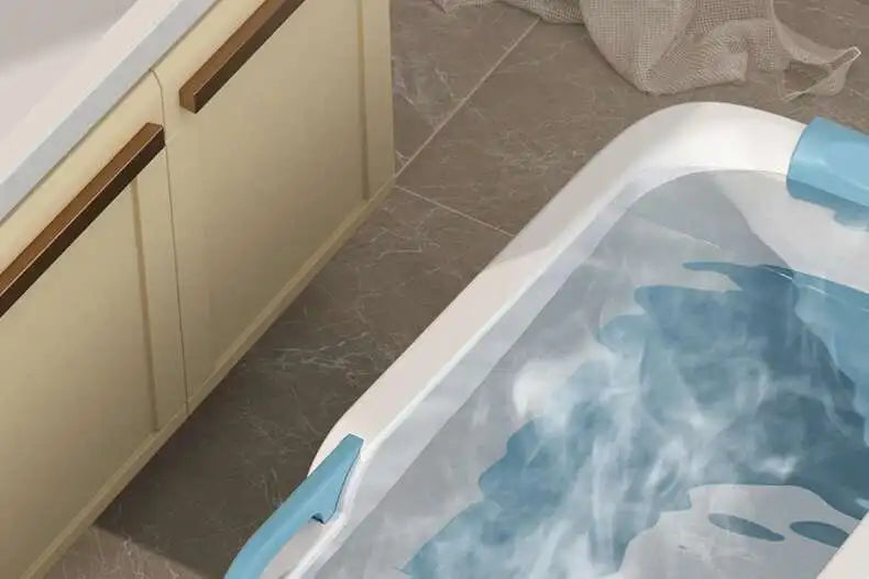 bain pliable et portatif fumante en coin bas droit