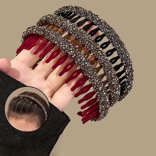 Bandeau denté en paillettes trois couleurs