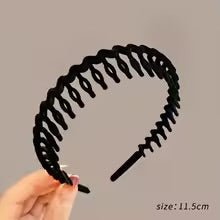 Bandeau denté noir couleur unie