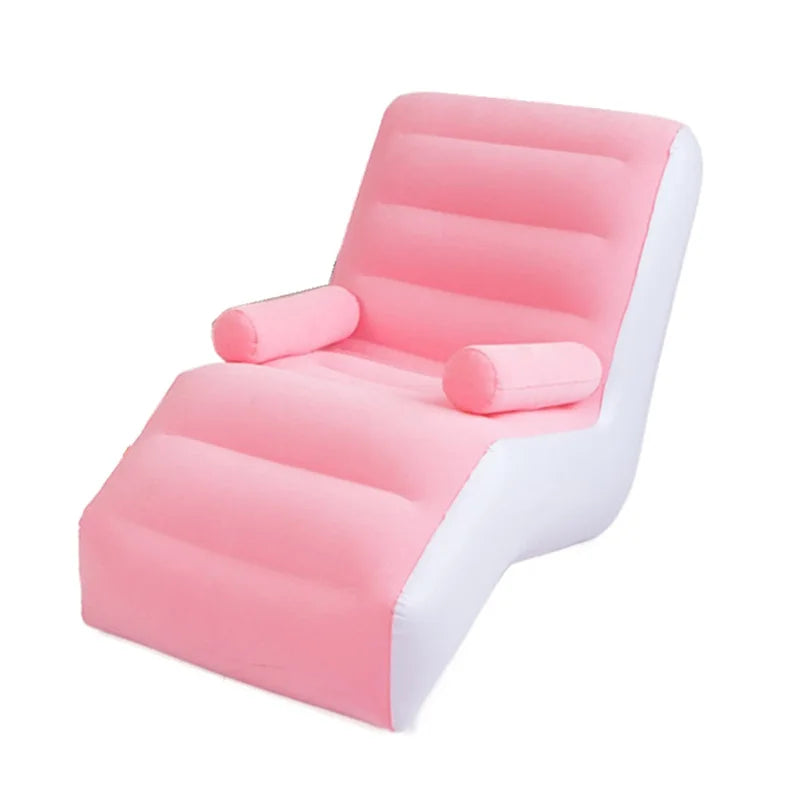 chaise gonflable rose et blanc