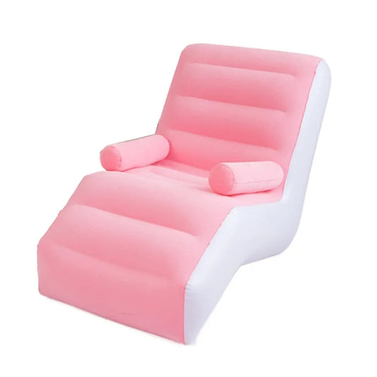 chaise gonflable rose et blanc