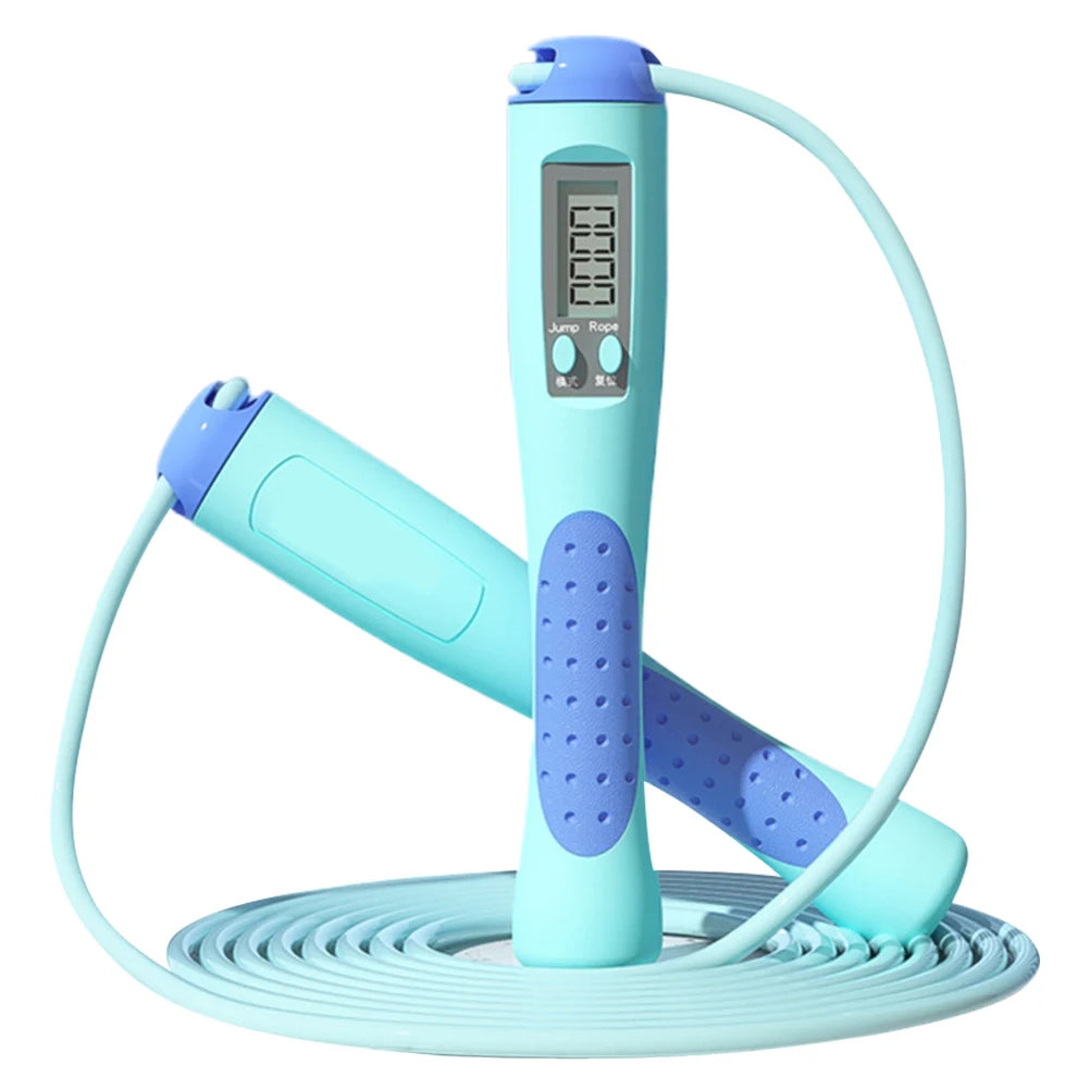 corde a sauter numerique avec compteur bleue fond blanc