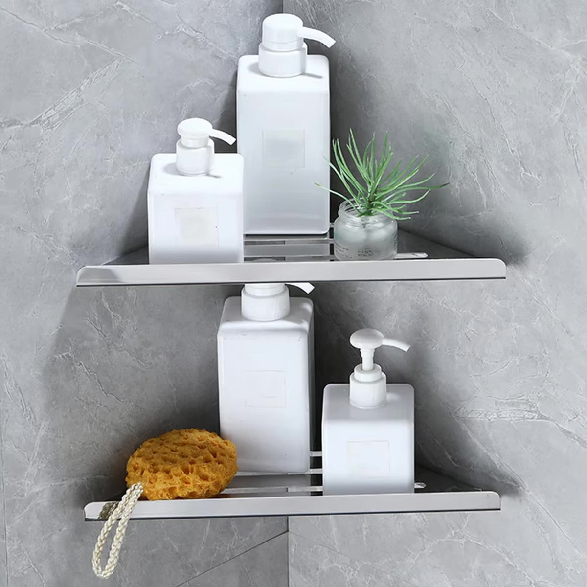etagere en triangle argent pleine