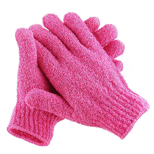 gants exfoliants rose
