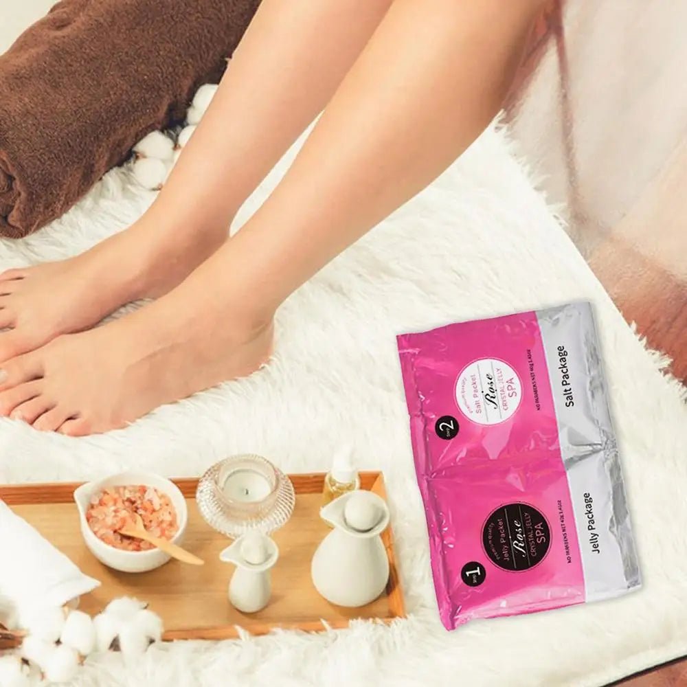 gel pour les pieds image sachets avec accessoires bain