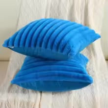 housse de coussin en faux fourrure de lapin bleu 