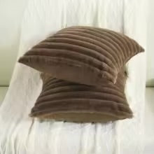 housse de coussin en faux fourrure de lapin brun fonce