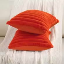 housse de coussin en faux fourrure de lapin orange