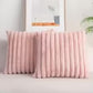 housse de coussin en faux fourrure de lapin rose