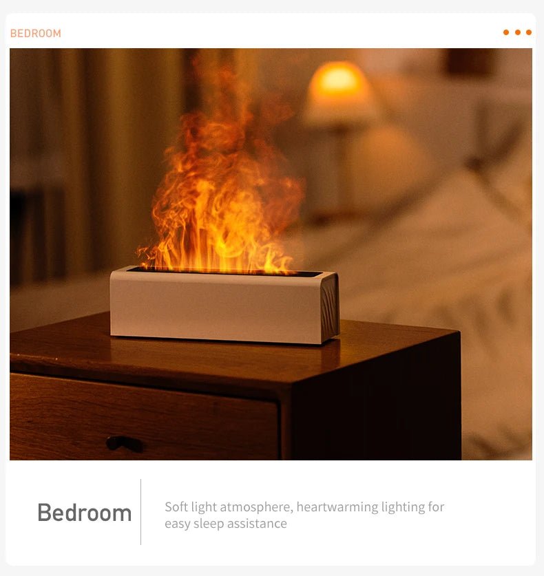 Humidificateur et Diffuseur d’arômes avec effet flamme chambre