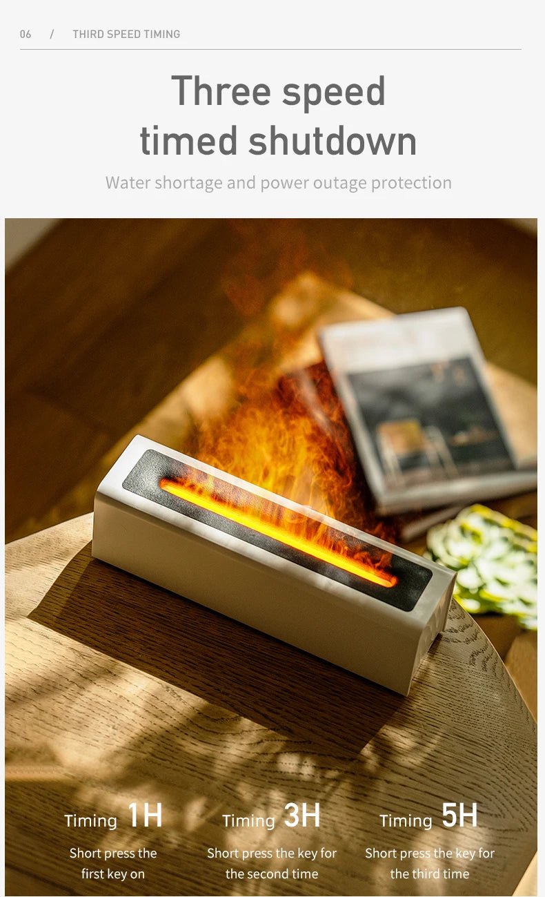 Humidificateur et Diffuseur d’arômes avec effet flamme minuterie