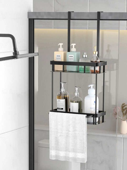 organisateur de douche en crochet avec serviette accrochee