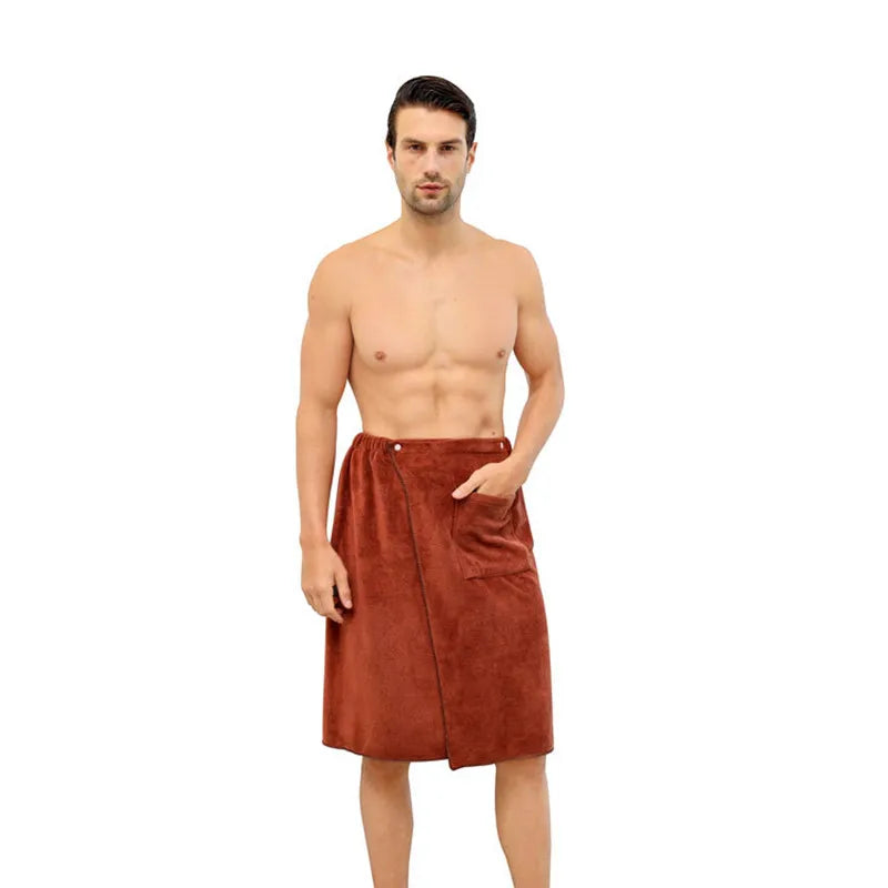 serviette avec elastique pour hommes brune pose