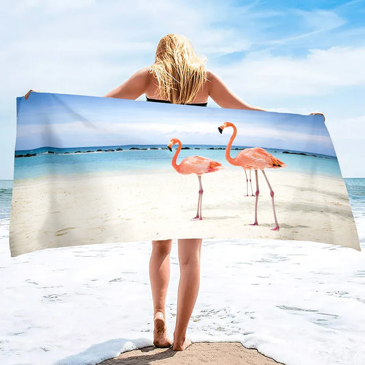 serviette de plage deux flamants