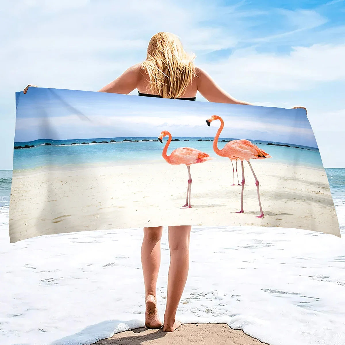 serviette de plage deux flamants