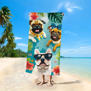 Serviette de plage en bouledogue