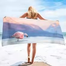 Serviette de plage en rose - Techni Tendresse