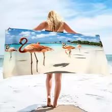 Serviette de plage en rose - Techni Tendresse