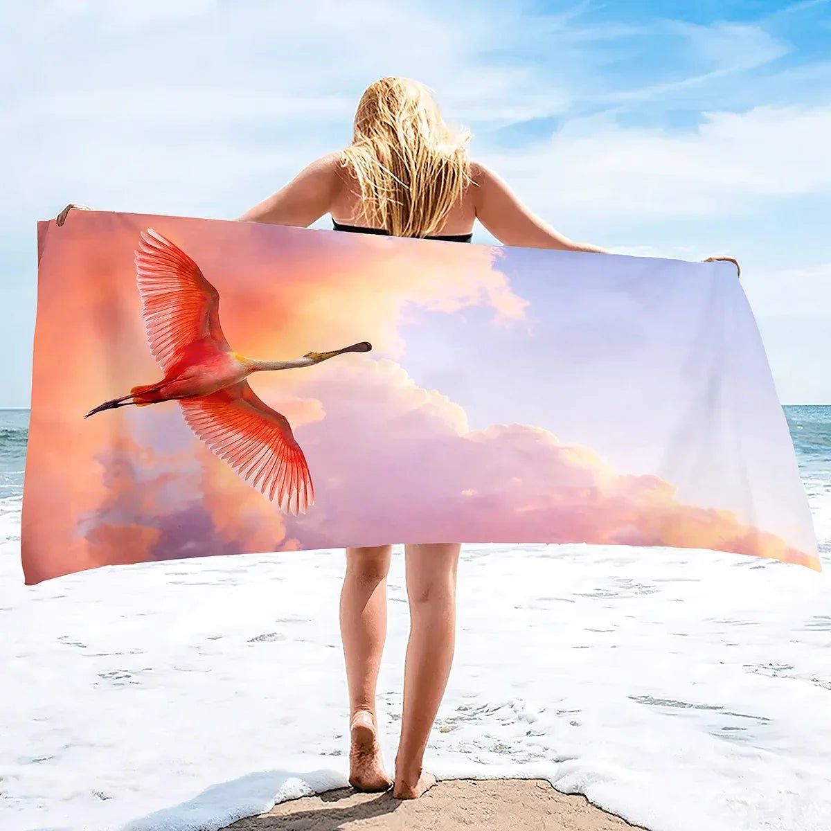 Serviette de plage en rose - Techni Tendresse