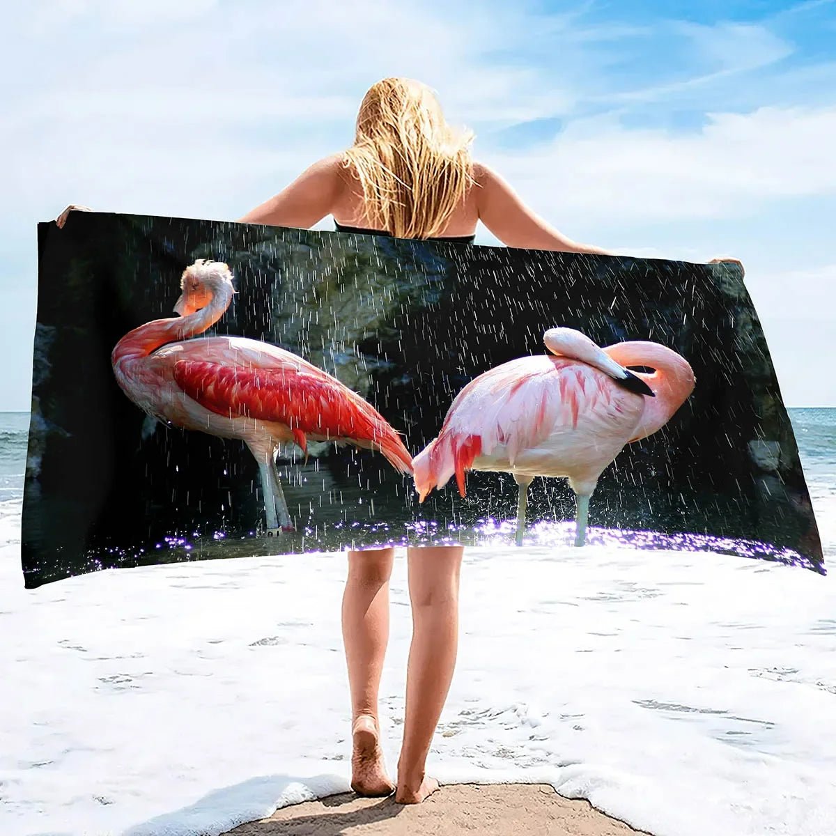 Serviette de plage en rose - Techni Tendresse