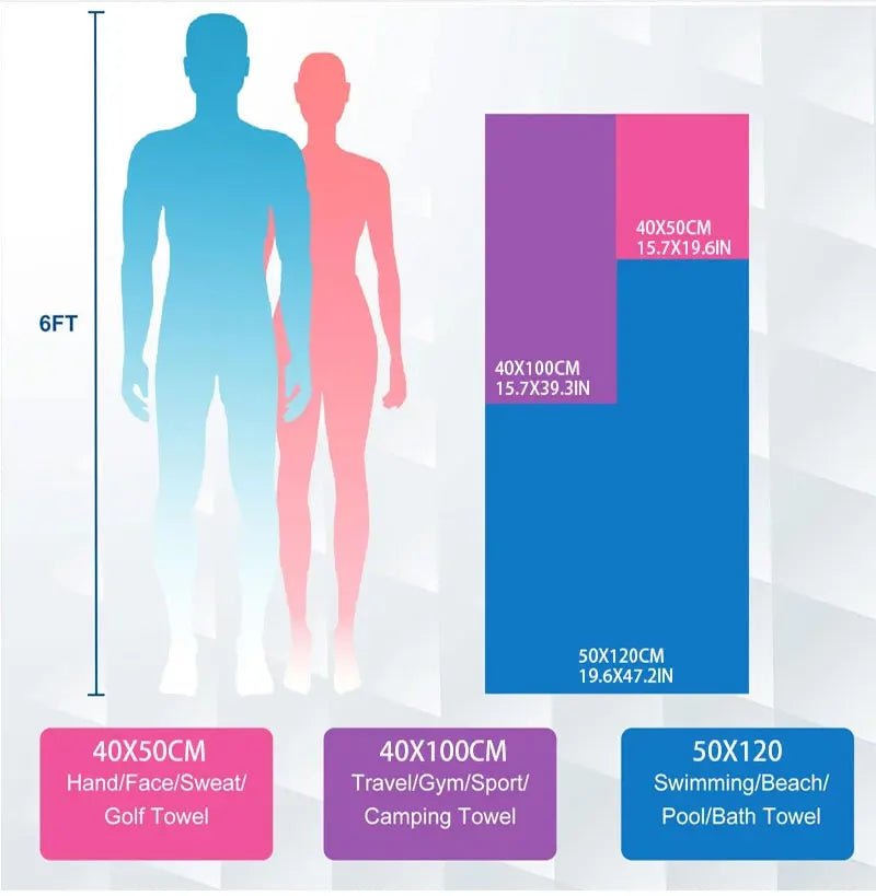 serviette de sport en microfibre tailles