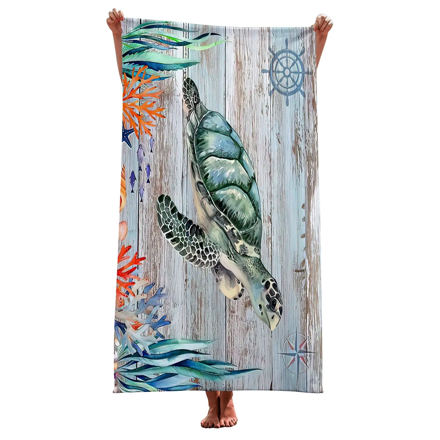 serviette de tortue pour voyage bois faune colorée