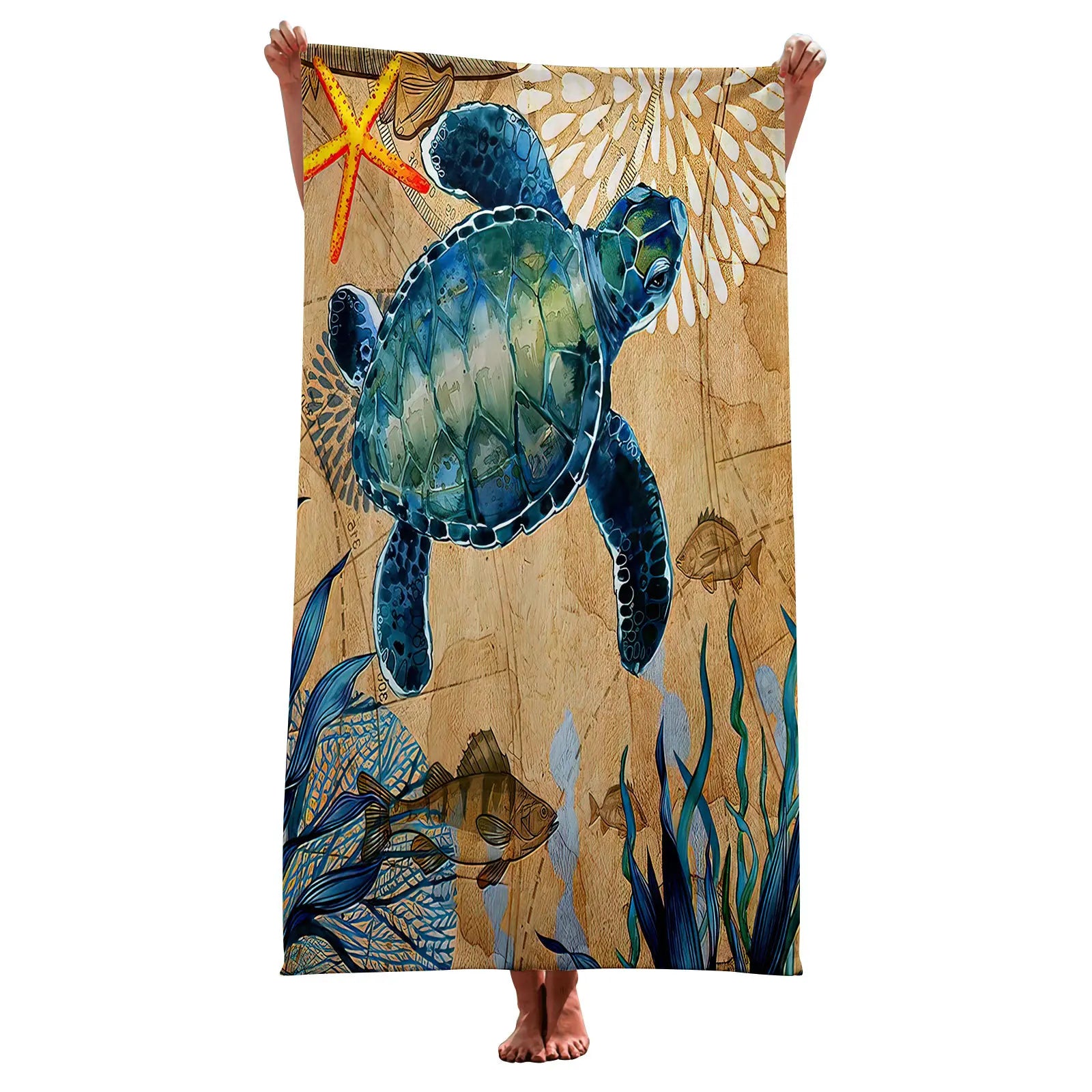 serviette de tortue pour voyage fond brun