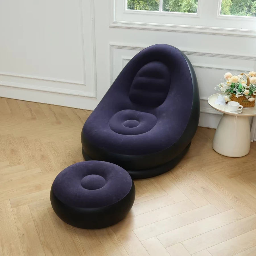 sofa gonflable bleu noir