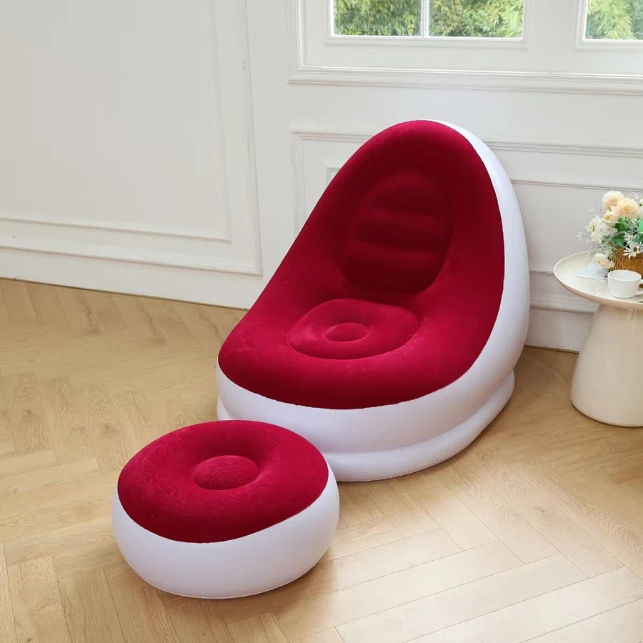 sofa gonflable rouge et blanc