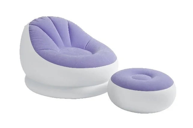 sofa gonflable violet et blanc