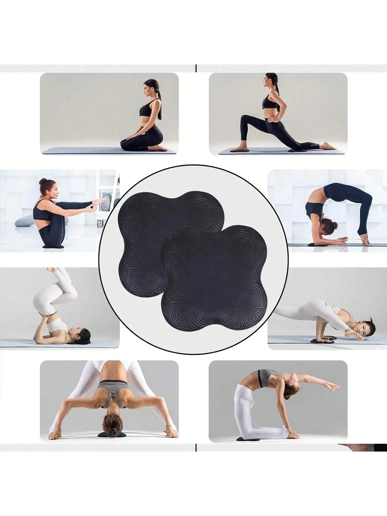 tapis d equilibre noir avec position de yoga